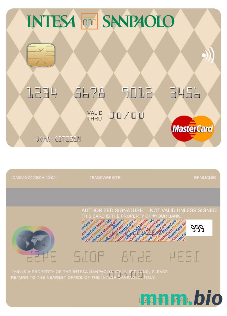 Italy Intesa Sanpaolo przykład karty mastercard w formacie PSD